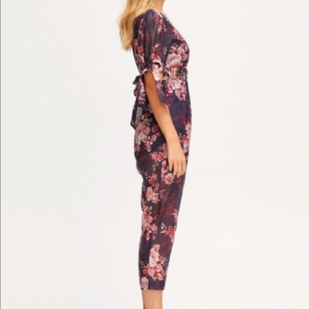Alice McCall Everything Short Sleeve Plunging Sheer Floral Jumpsuit 0 - Picture 4 of 8